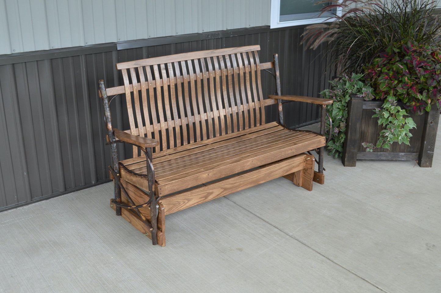 A&L Furniture Co. Timberlux Rustic Hickory 5' Porch Glider - LEAD TIME TO SHIP 10 BUSINESS DAYS