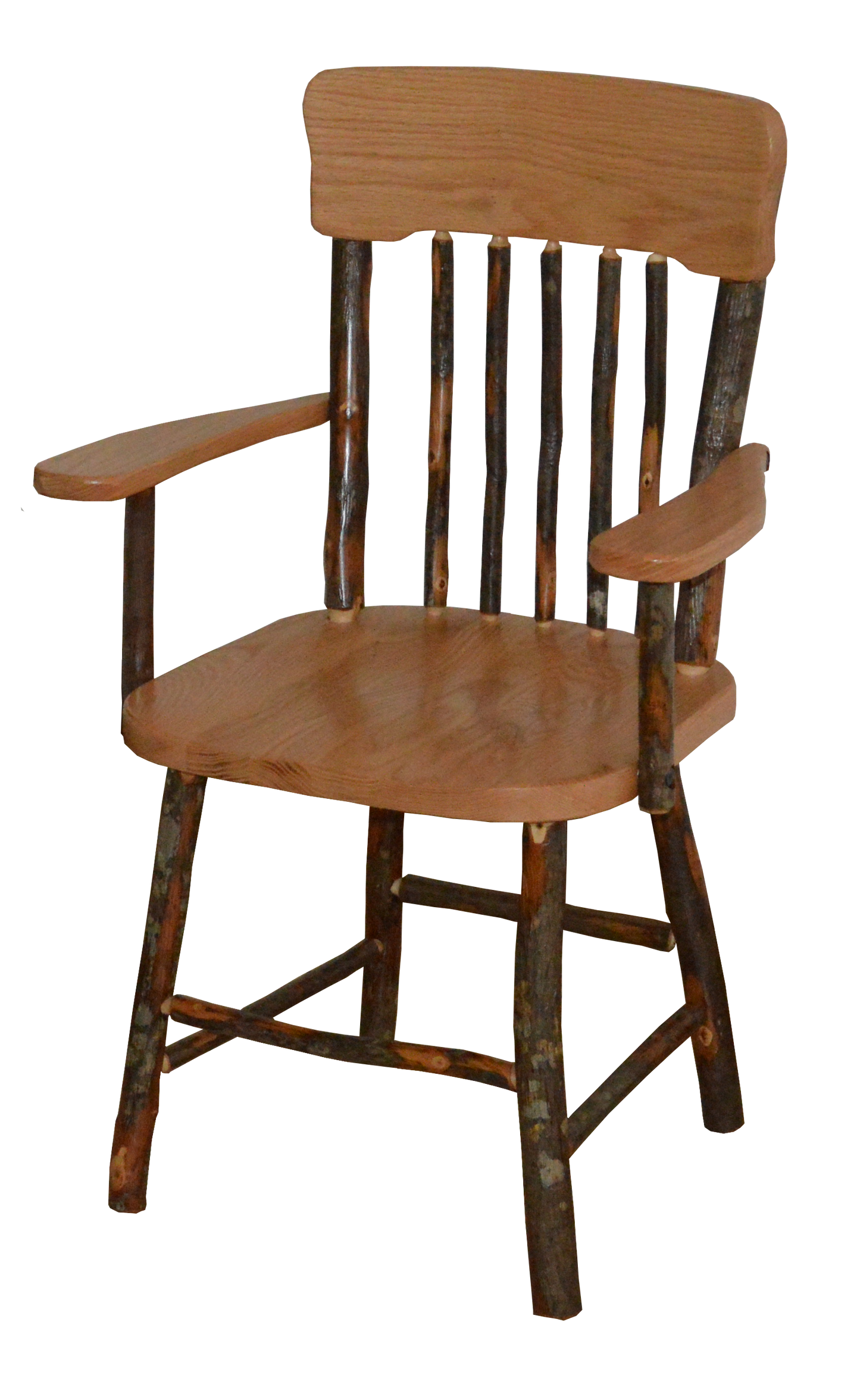 A&L Furniture Co. Amish Hickory Panel Back Dining Chair With Arms - LEAD TIME TO SHIP 10 BUSINESS DAYS