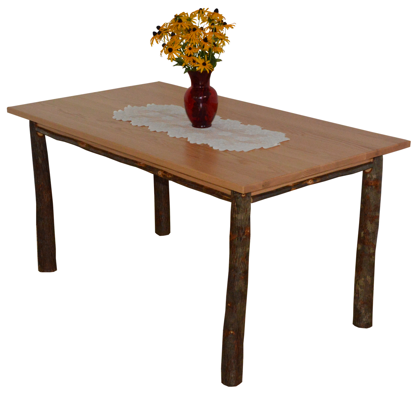 A&L Furniture Co. Timberlux Rustic Hickory 5 Piece Farm Table Dining Set with 2 Side Chairs and 2 Arm Chairs - LEAD TIME TO SHIP 10 BUSINESS DAYS