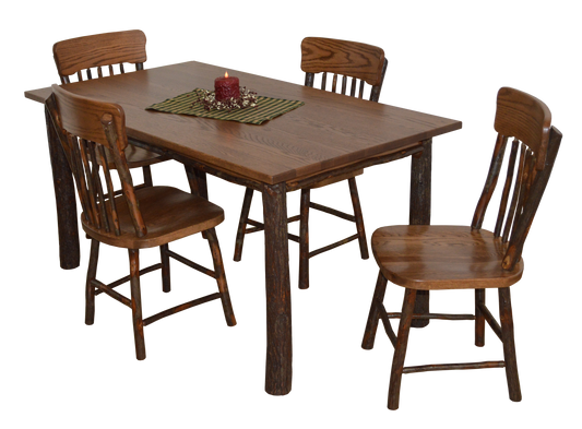 A&L Furniture Co. Timberlux Rustic Hickory 5 Piece Farm Table Dining Set - LEAD TIME TO SHIP 10 BUSINESS DAYS