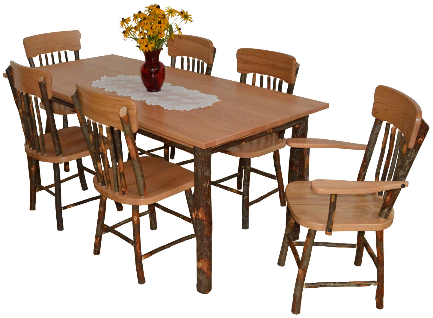 A&L Furniture Co. Hickory 7 Piece Farm Table Dining Set w/ 2 arm Chairs and 4 Dining Chairs - LEAD TIME TO SHIP 10 BUSINESS DAYS