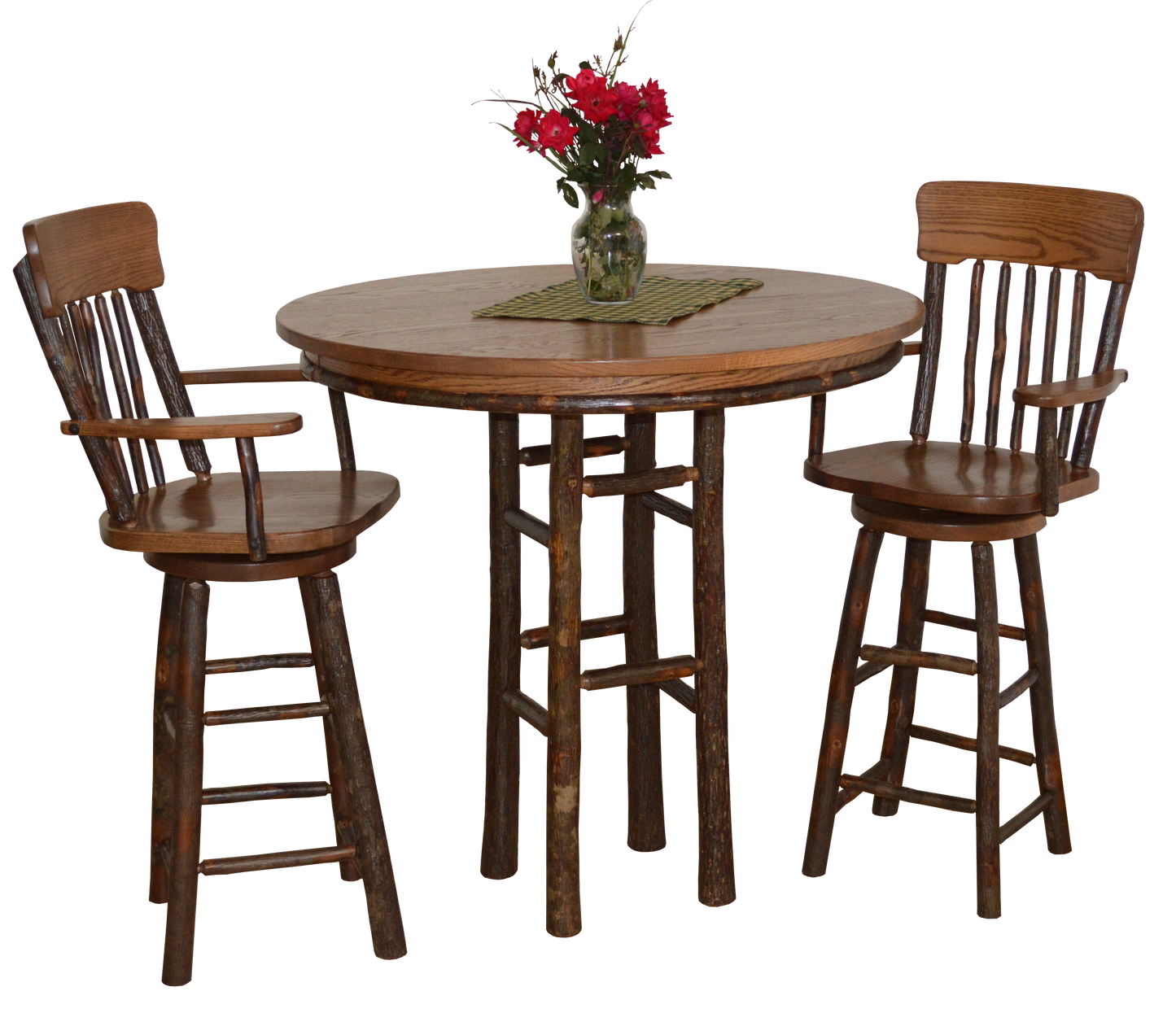 A&L Furniture Co. Hickory 3 Piece Bar table with Hickory Panel Back Swivel Barchairs - LEAD TIME TO SHIP 10 BUSINESS DAYS