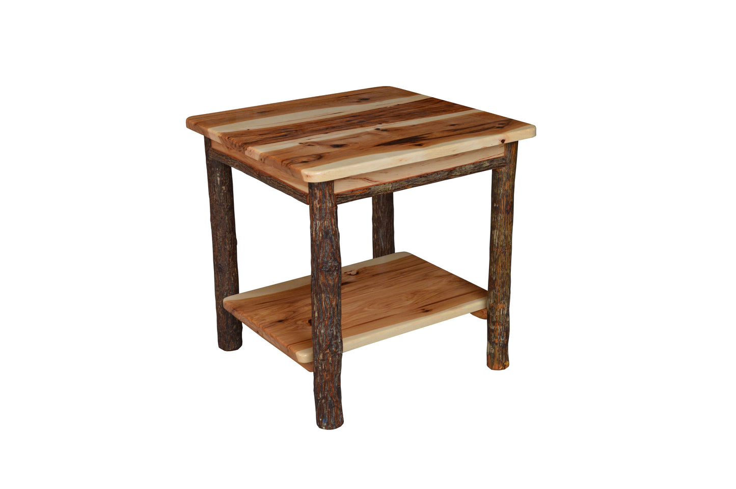 A&L Furniture Co. Hickory Solid Wood End Table with Shelf - LEAD TIME TO SHIP 10 BUSINESS DAYS