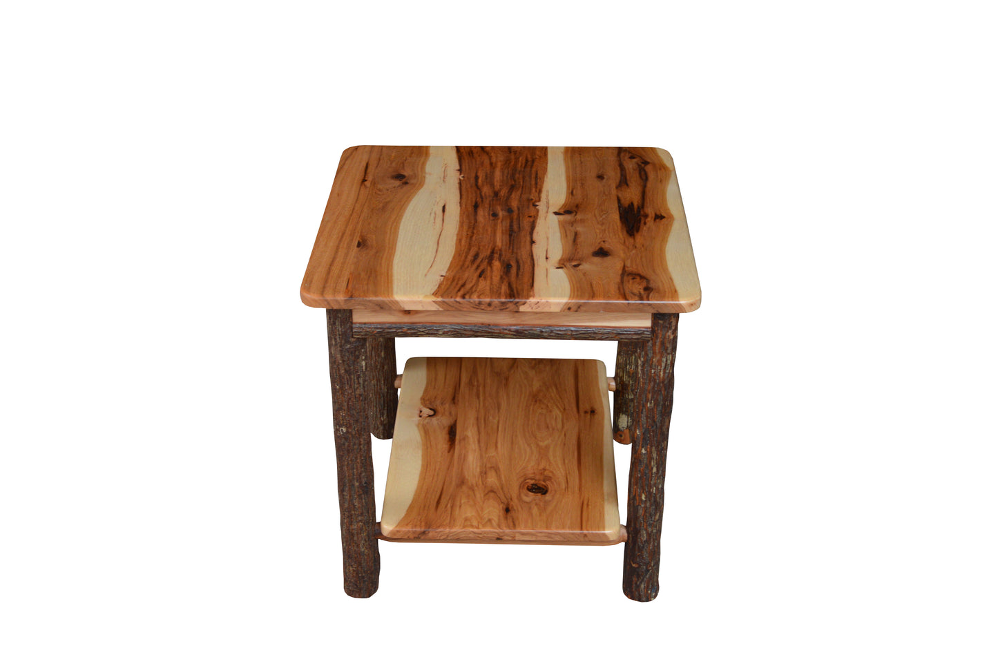 A&L Furniture Co. Hickory Solid Wood End Table with Shelf - LEAD TIME TO SHIP 10 BUSINESS DAYS
