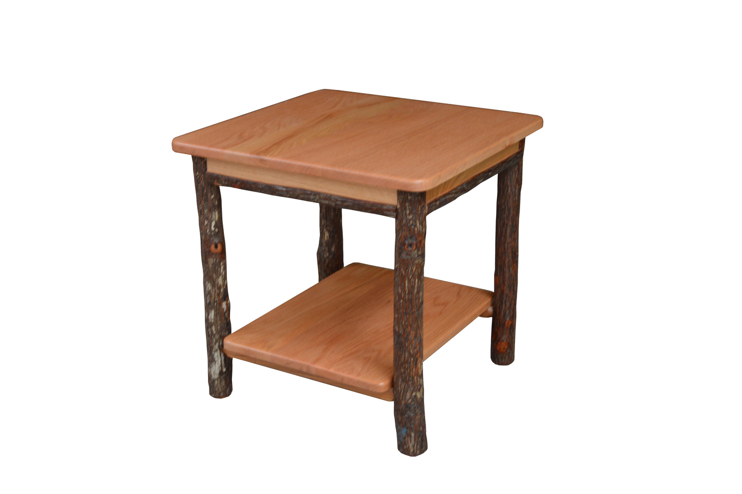 A&L Furniture Co. Hickory Solid Wood End Table with Shelf - LEAD TIME TO SHIP 10 BUSINESS DAYS