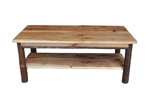 A&L Furniture Co. Hickory Solid Wood Coffee Table with Shelf - LEAD TIME TO SHIP 10 BUSINESS DAYS