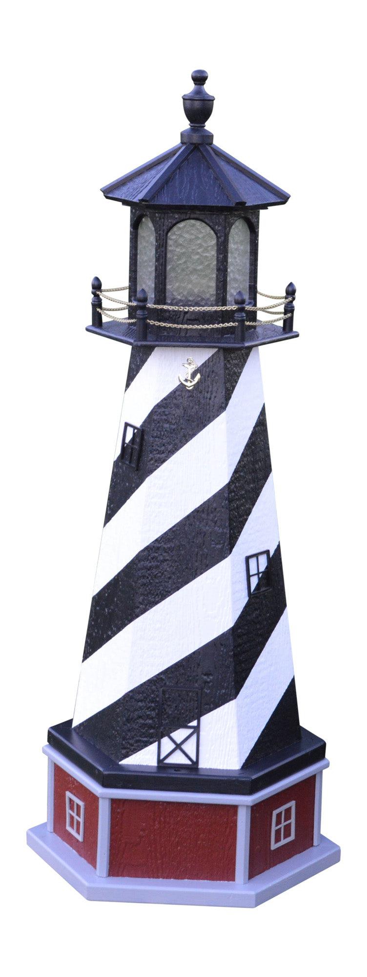 A&L Furniture 70" Tall Cape Hattaras, North Carolina Lighthouse Replica with Base and LED Solar Light - LEAD TIME TO SHIP 2 WEEKS