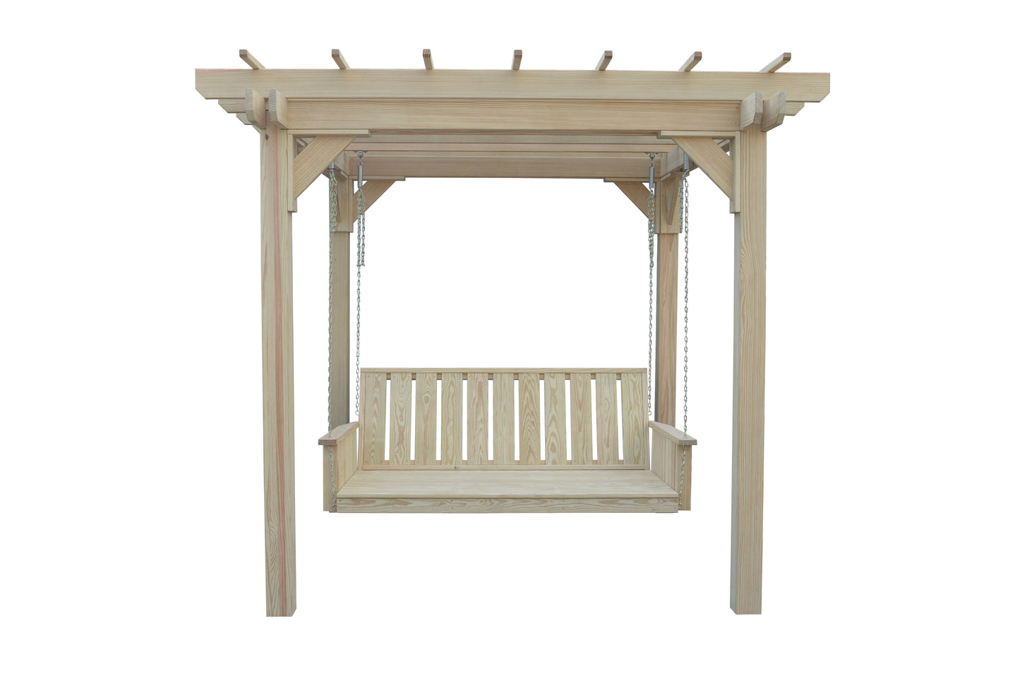 A&L Furniture Co. Pressure Treated Pine 8' x 8' Bradford Pergola with Swing Hangers - LEAD TIME TO SHIP 10 BUSINESS DAYS