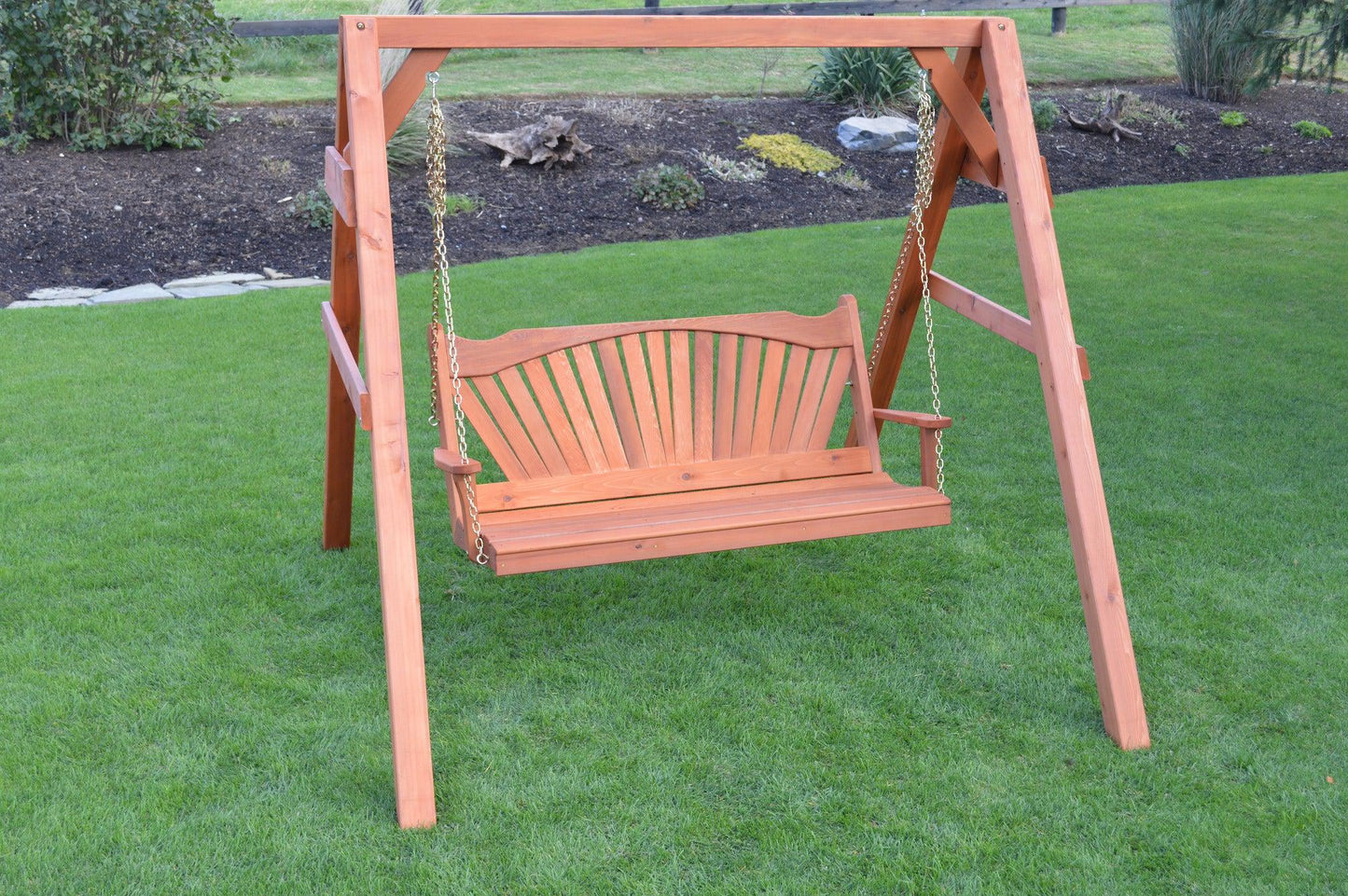 Regallion Outdoor 6ft. Heavy Duty 4x4  A-Frame  Red Cedar Swing Stand for Swing or Swingbed Heavy Duty 1000 lbs Max Weight Capacity (Hangers Included) - LEAD TIME TO SHIP 2 WEEKS