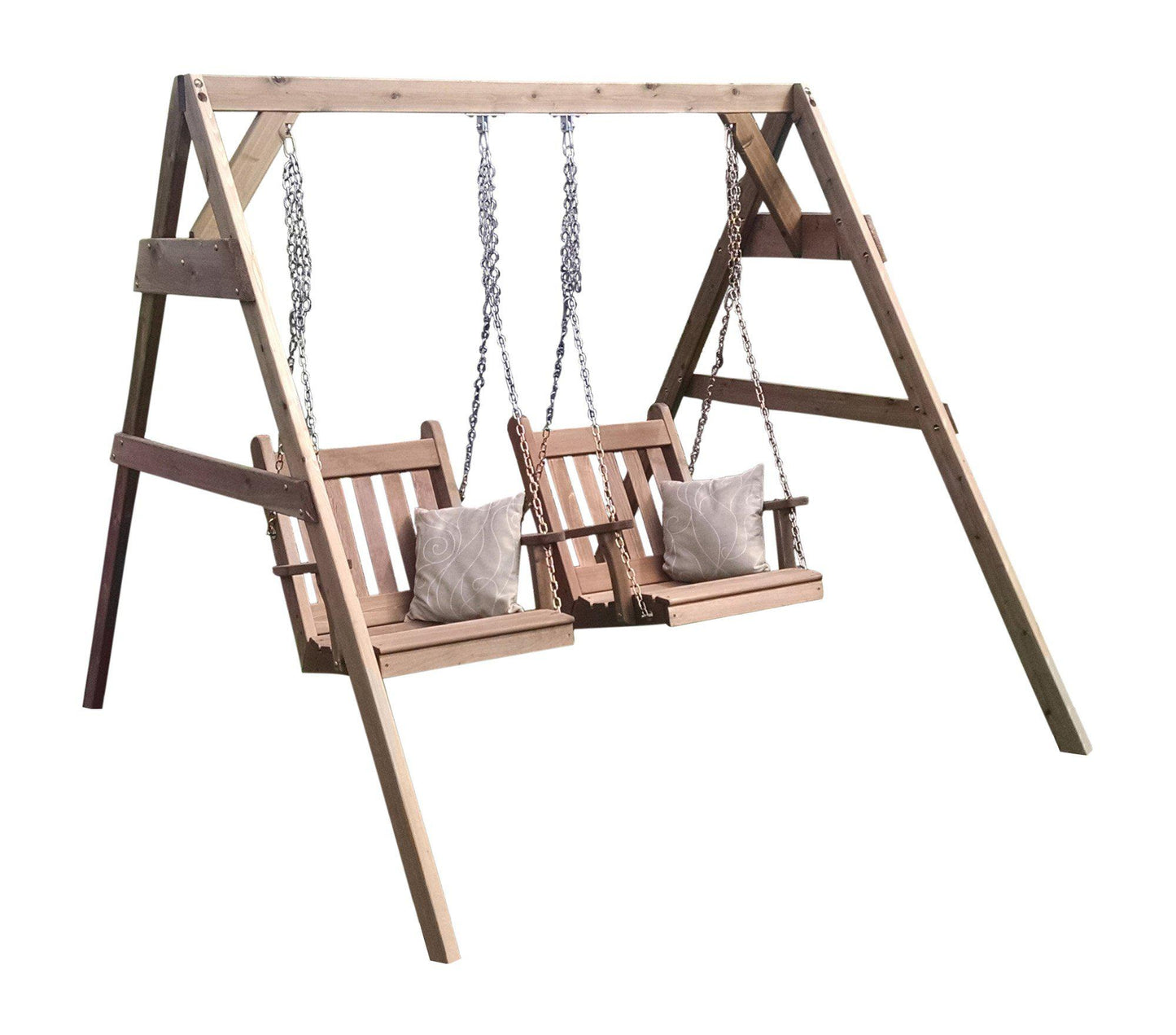 Regallion Outdoor 5ft. 2x4 A-Frame  Red Cedar Swing Stand for 2 Chair Swings 600 lbs Max Weight Capacity (Hangers Included) - LEAD TIME TO SHIP 2 WEEKS