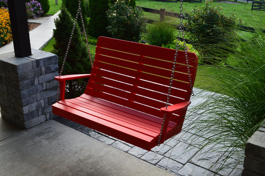 Bryton Park Poly Furniture Recycled Plastic 4' High Back Winston Porch Swing - LEAD TIME TO SHIP 10 BUSINESS DAYS
