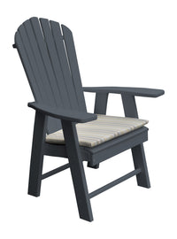 a&l recycled plastic upright adirondack chair dark gray with seat cushion