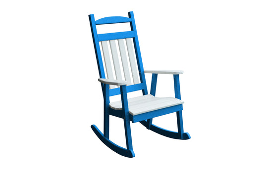 Bryton Park Poly Furniture Recycled Plastic Poly Classic Porch Rocking Chair w/ White Accents - LEAD TIME TO SHIP 10 BUSINESS DAYS