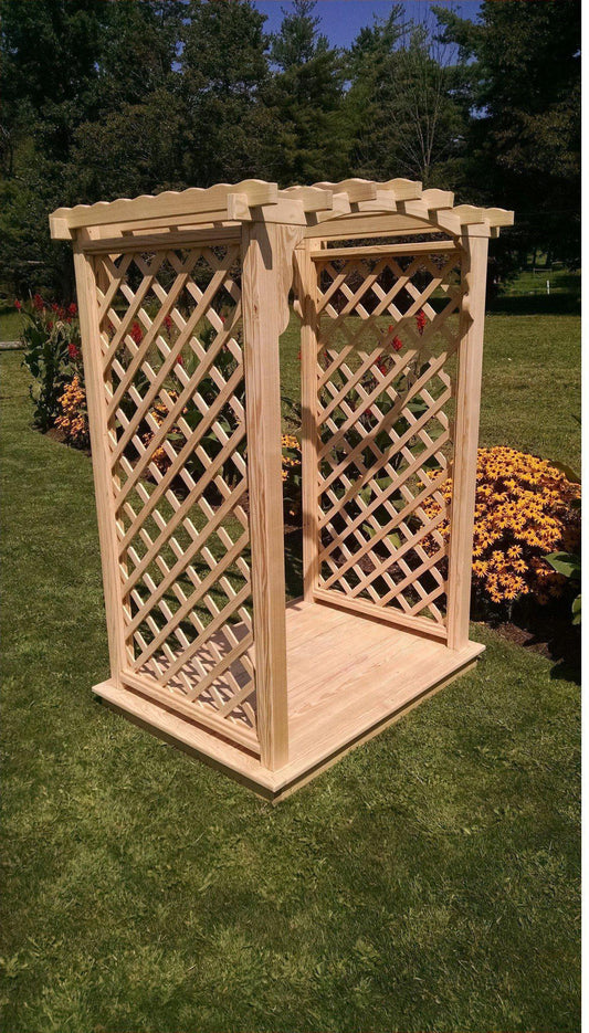 A & L FURNITURE CO. 4' Jamesport Pressure Treated Pine Arbor & Deck - Ships FREE in 5-7 Business days - Rocking Furniture
