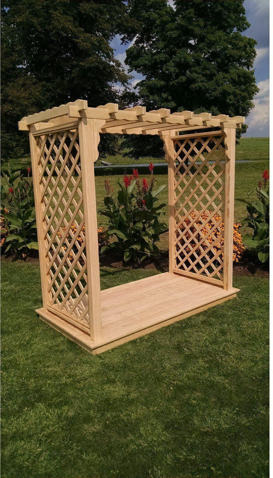 A & L FURNITURE CO. 6' Covington Pressure Treated Pine Arbor & Deck - Ships FREE in 5-7 Business days - Rocking Furniture