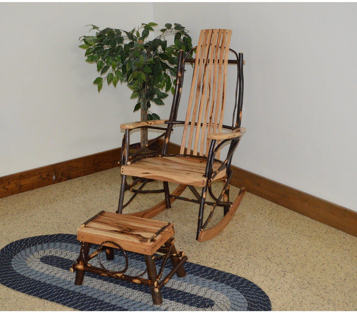 A & L Furniture Co. Amish Bentwood. 7-Slat Hickory Rocking Chair With Foot Stool Set  - Ships FREE in 5-7 Business days - Rocking Furniture