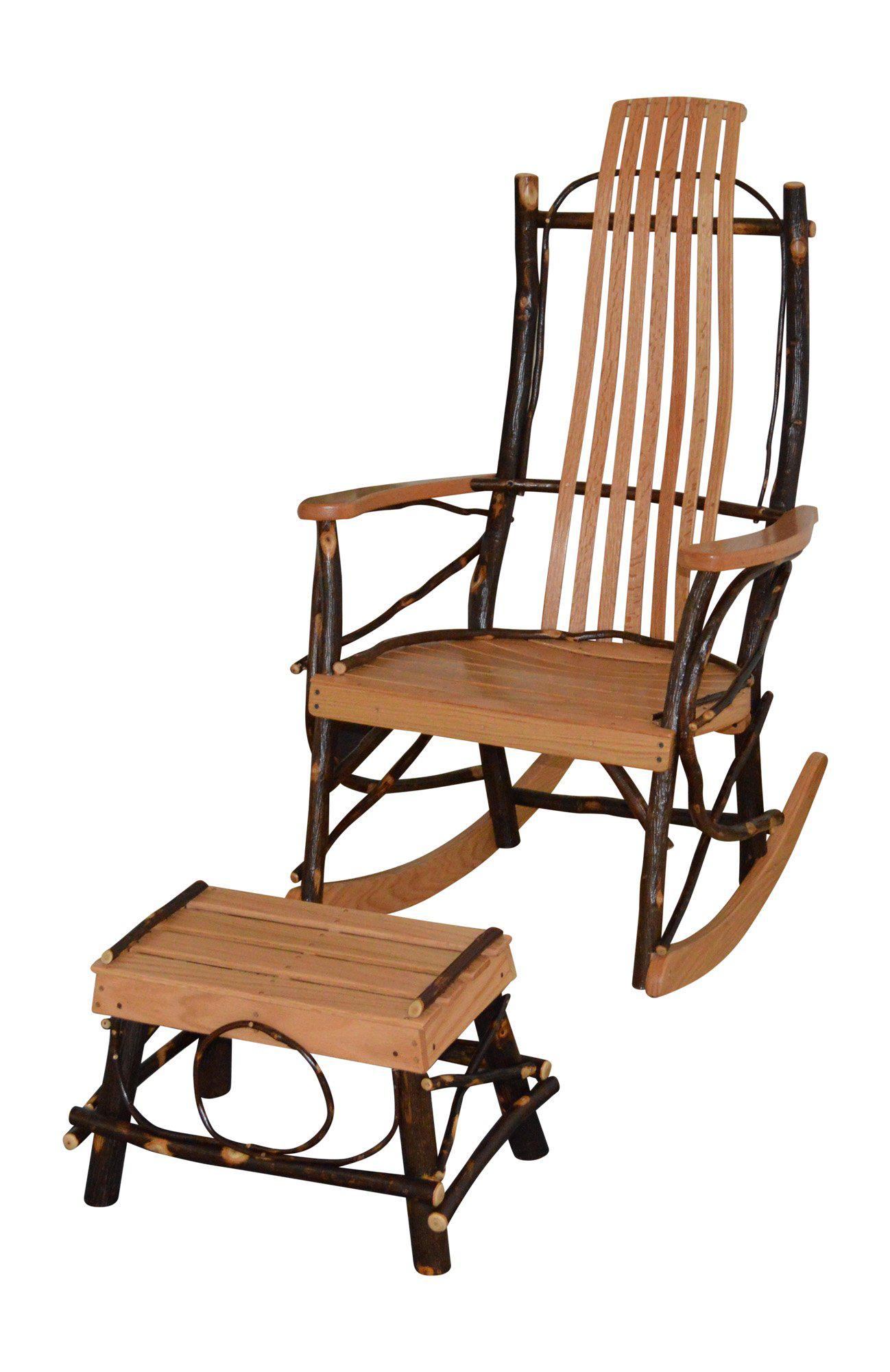 A&L Furniture Co. Amish Bentwood. 7-Slat Hickory Rocking Chair With Foot Stool Set - LEAD TIME TO SHIP 10 BUSINESS DAYS