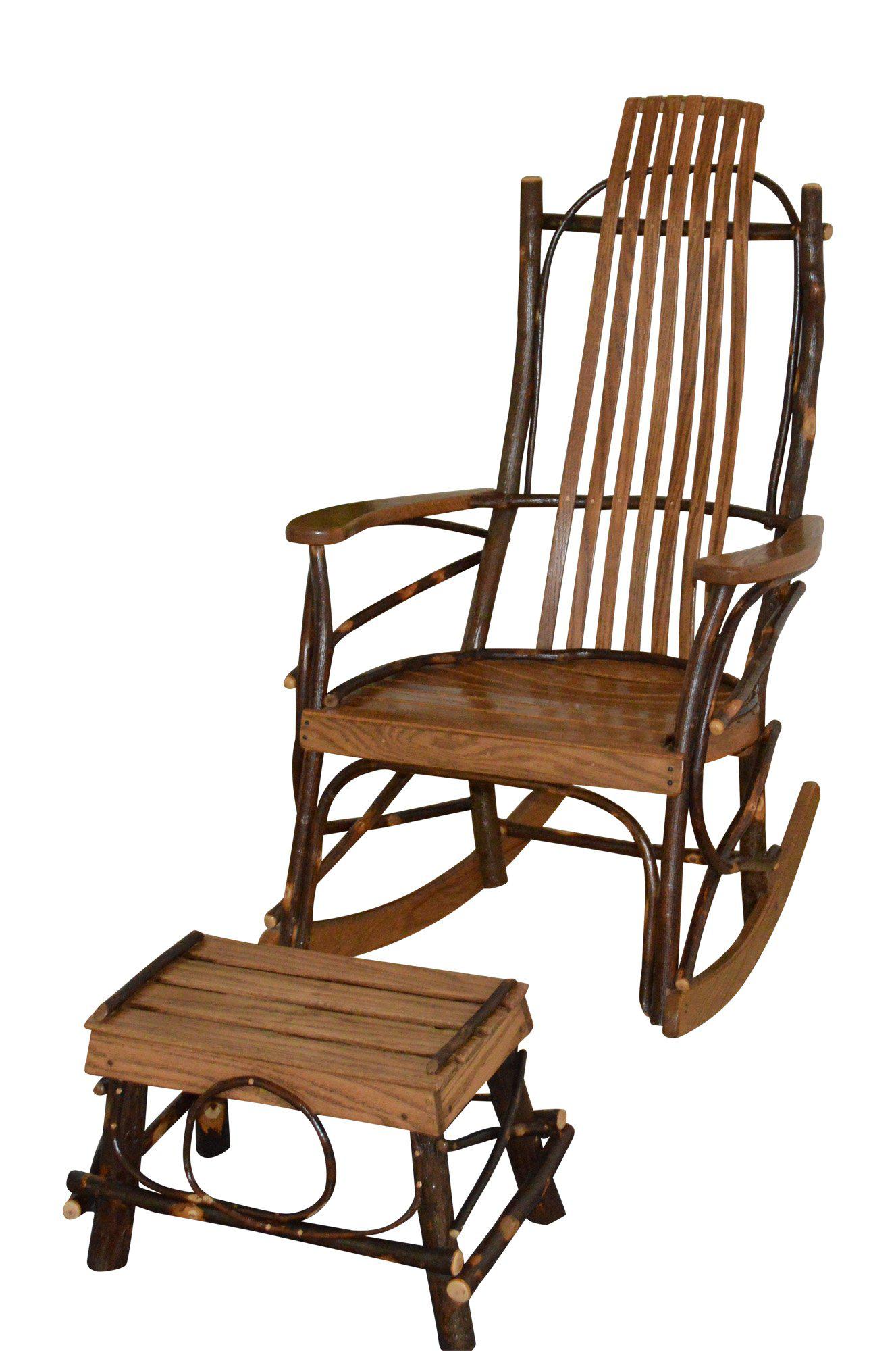 A&L Furniture Co. Timberlux Rustic Hickory 7-Slat Rocking Chair With Foot Stool Set - LEAD TIME TO SHIP 10 BUSINESS DAYS