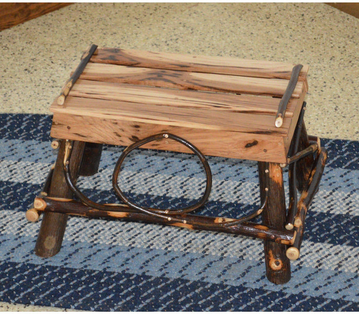 A&L Furniture Co. Amish Hickory Foot Stool  - Ships FREE in 5-7 Business days - Rocking Furniture