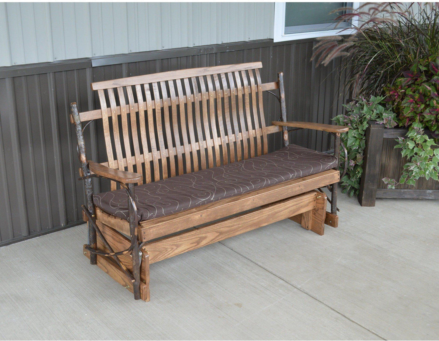 A&L Furniture Co. Amish Bentwood 4' Hickory Porch Glider - Ships FREE in 5-7 Business days - Rocking Furniture