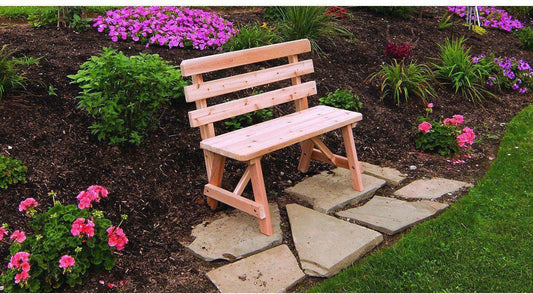 A & L FURNITURE CO. Western Red Cedar 23" Traditional Backed Bench Only - Ships FREE in 5-7 Business days - Rocking Furniture