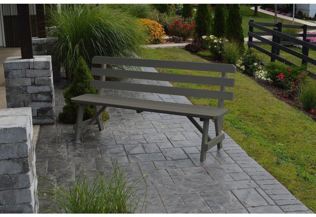 A & L Furniture Co. Yellow Pine 55" Traditional Backed Bench Only - Ships FREE in 5-7 Business days - Rocking Furniture