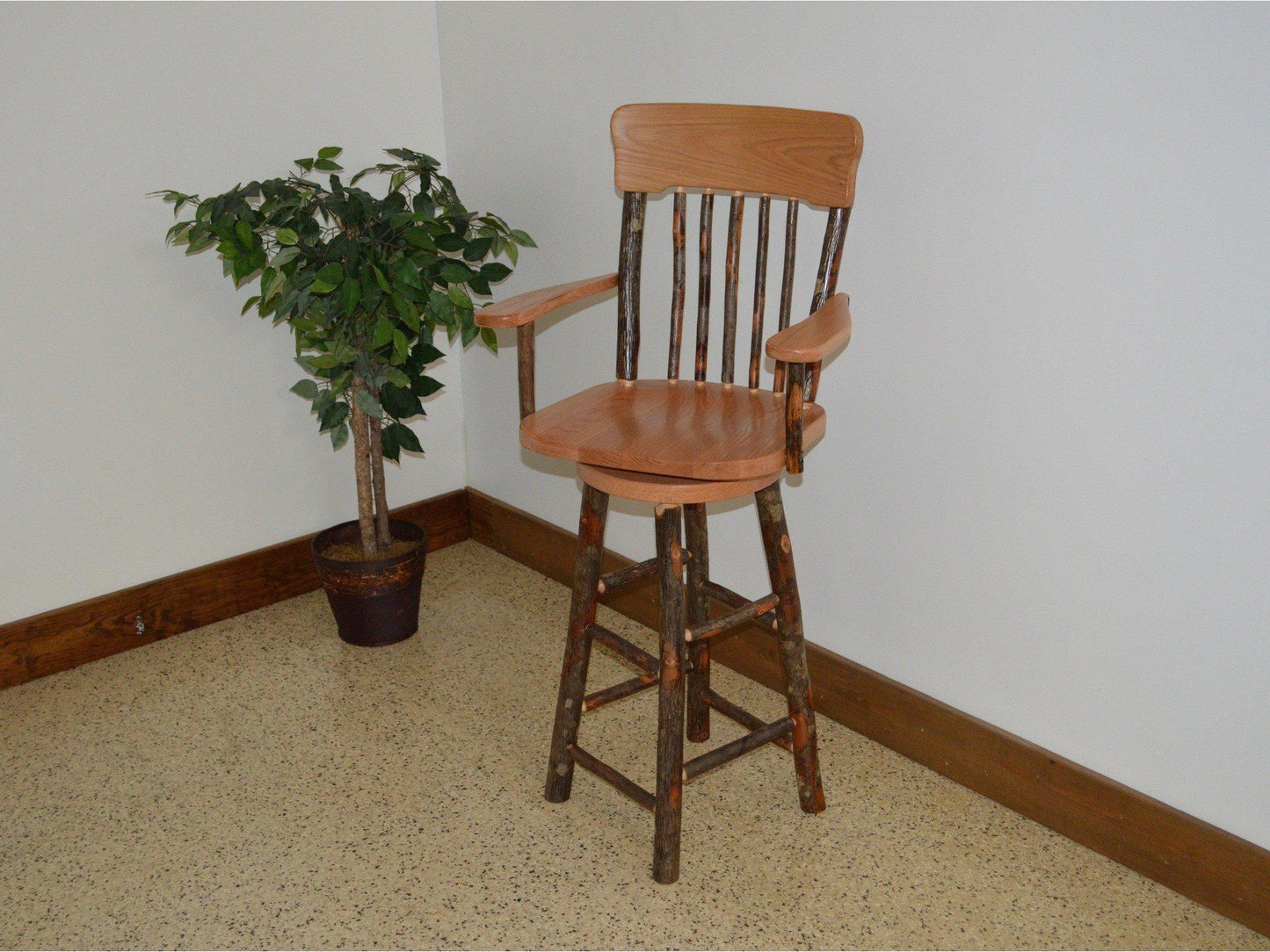 A & L Furniture Co. Hickory Panel Back Swivel Barchair - Ships FREE in 5-7 Business days - Rocking Furniture