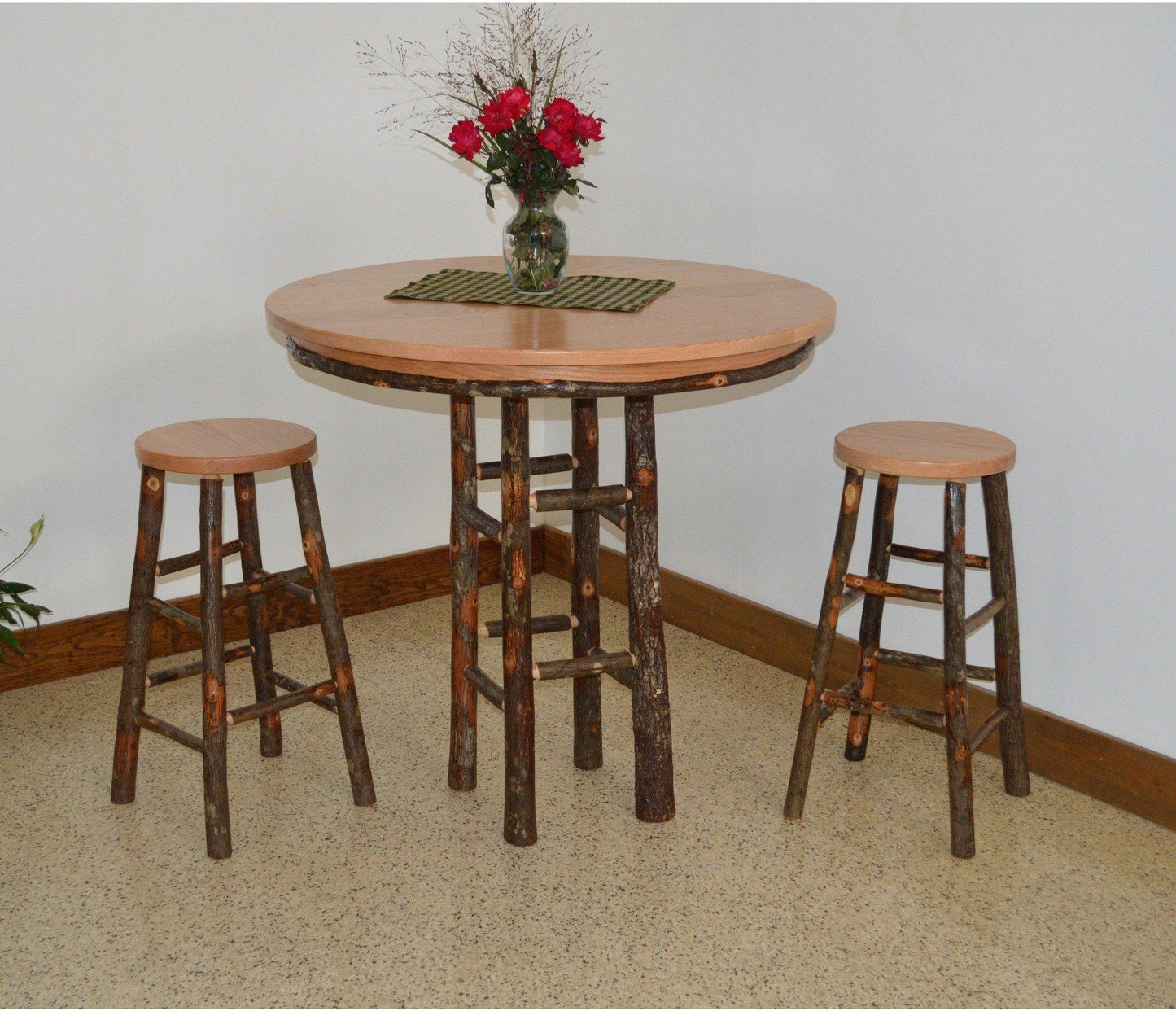 A & L Furniture Co. Hickory 42" Round Bar Table Set - Ships FREE in 5-7 Business days - Rocking Furniture