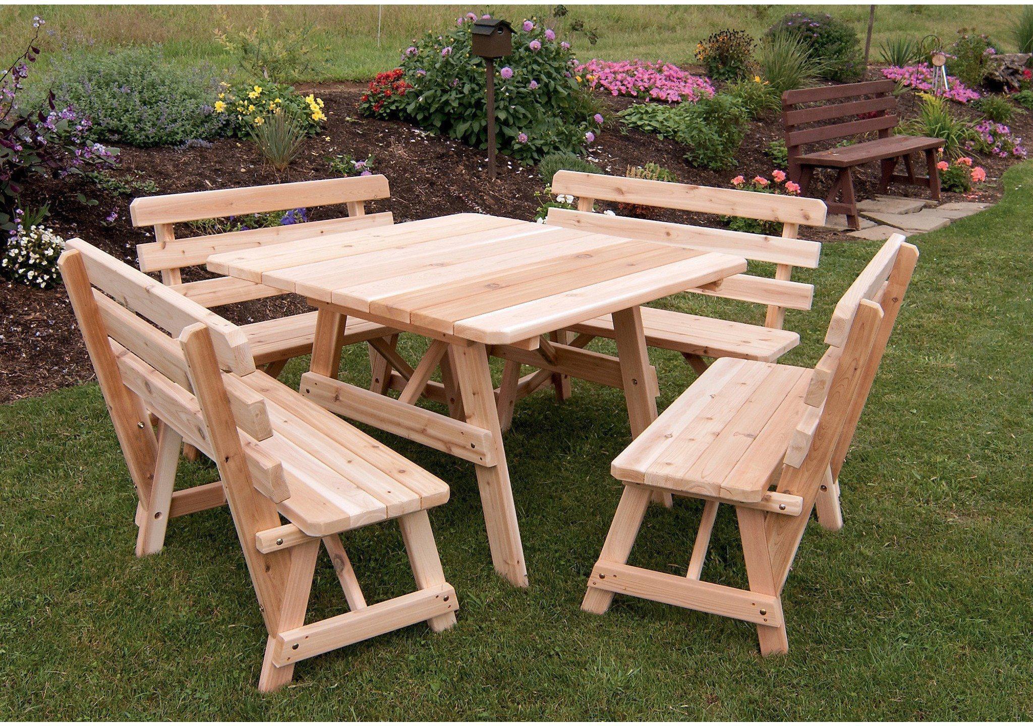 Regallion Outdoor 43 Square Table w 4 Backed Benches Rocking Furniture