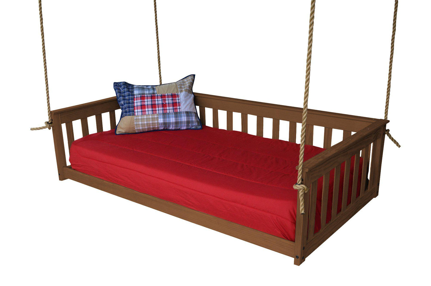 A&L Furniture Co. Amish Made Yellow Pine Twin VersaLoft Mission Hanging Daybed with Rope - LEAD TIME TO SHIP 10 BUSINESS DAYS