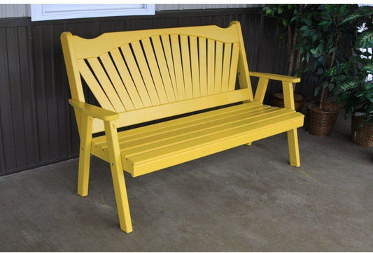A & L Furniture Co. Yellow Pine 5' Fanback Garden Bench - Ships FREE in 5-7 Business days - Rocking Furniture