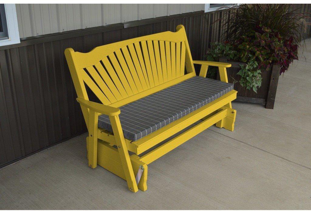 A & L Furniture Co. Yellow Pine 4' Fanback Glider  - Ships FREE in 5-7 Business days - Rocking Furniture