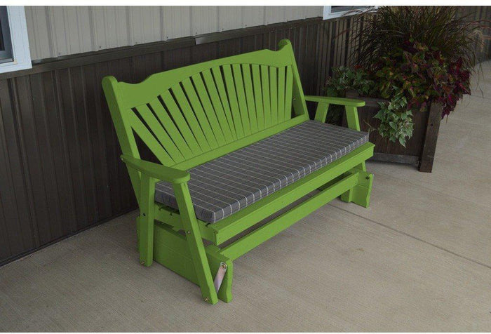 A & L Furniture Co. Yellow Pine 4' Fanback Glider  - Ships FREE in 5-7 Business days - Rocking Furniture