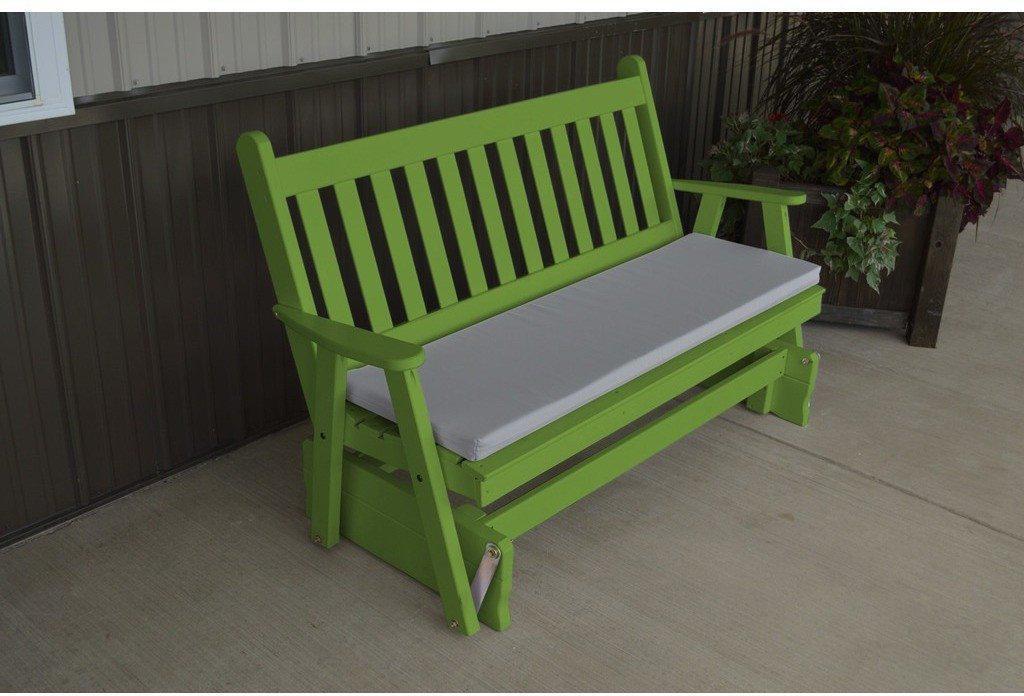 A & L Furniture Co. Yellow Pine 5' Traditional English Glider  - Ships FREE in 5-7 Business days - Rocking Furniture