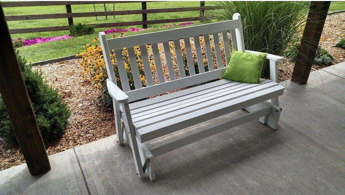 A & L Furniture Co. Yellow Pine 4' Traditional English Glider  - Ships FREE in 5-7 Business days - Rocking Furniture