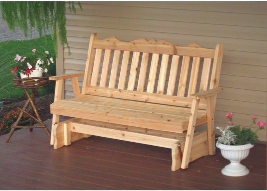 A & L FURNITURE CO. Western Red Cedar 4' Royal English Glider - Ships FREE in 5-7 Business days - Rocking Furniture