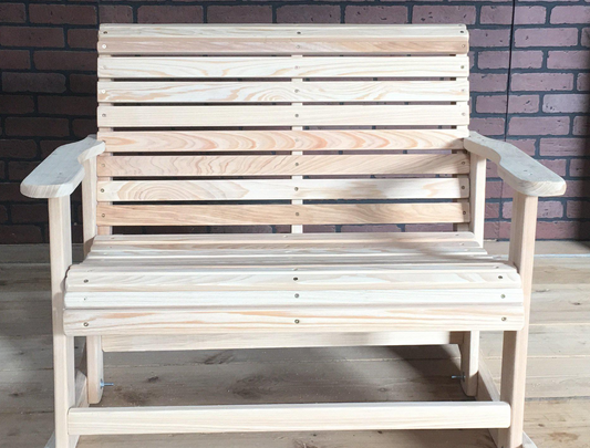 LA Swings Inc 3 ft cypress Outdoor Roll Back Stationary Bench - LEAD TIME TO SHIP (UNFINISHED 7 BUSINESS DAYS) - (FINISHED 15 BUSINESS DAYS)