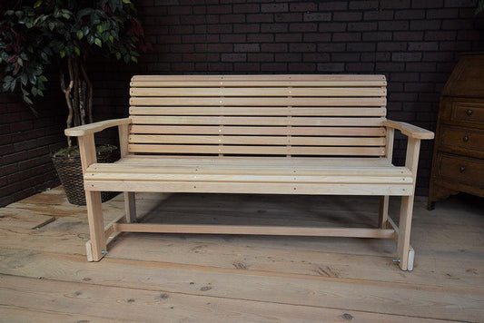 LA Swings Inc 4ft cypress Roll Back Outdoor Stationary Bench - LEAD TIME TO SHIP (UNFINISHED 7 BUSINESS DAYS) - (FINISHED 15 BUSINESS DAYS)