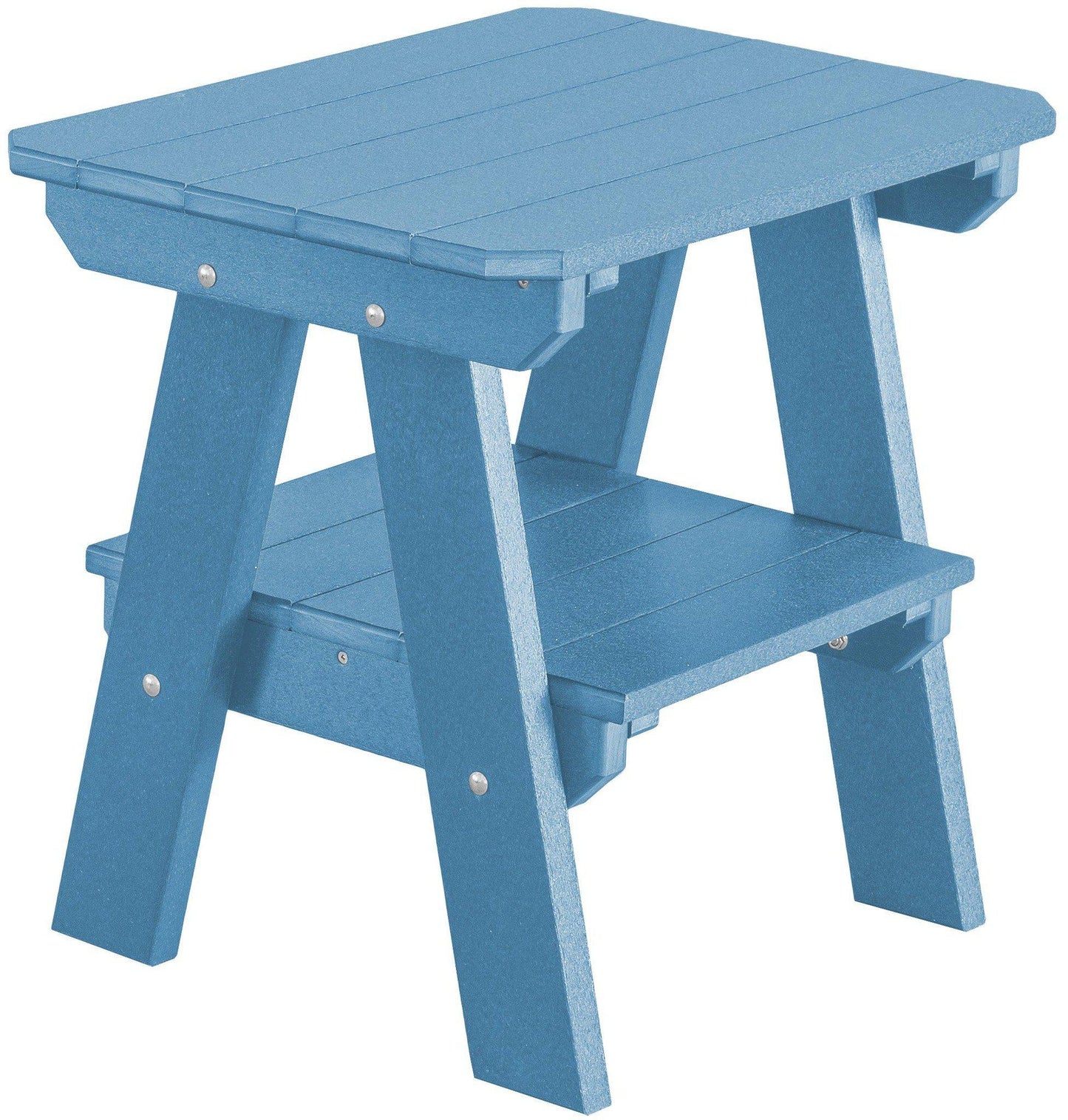 poly heritage 2 tier end table powder blue
