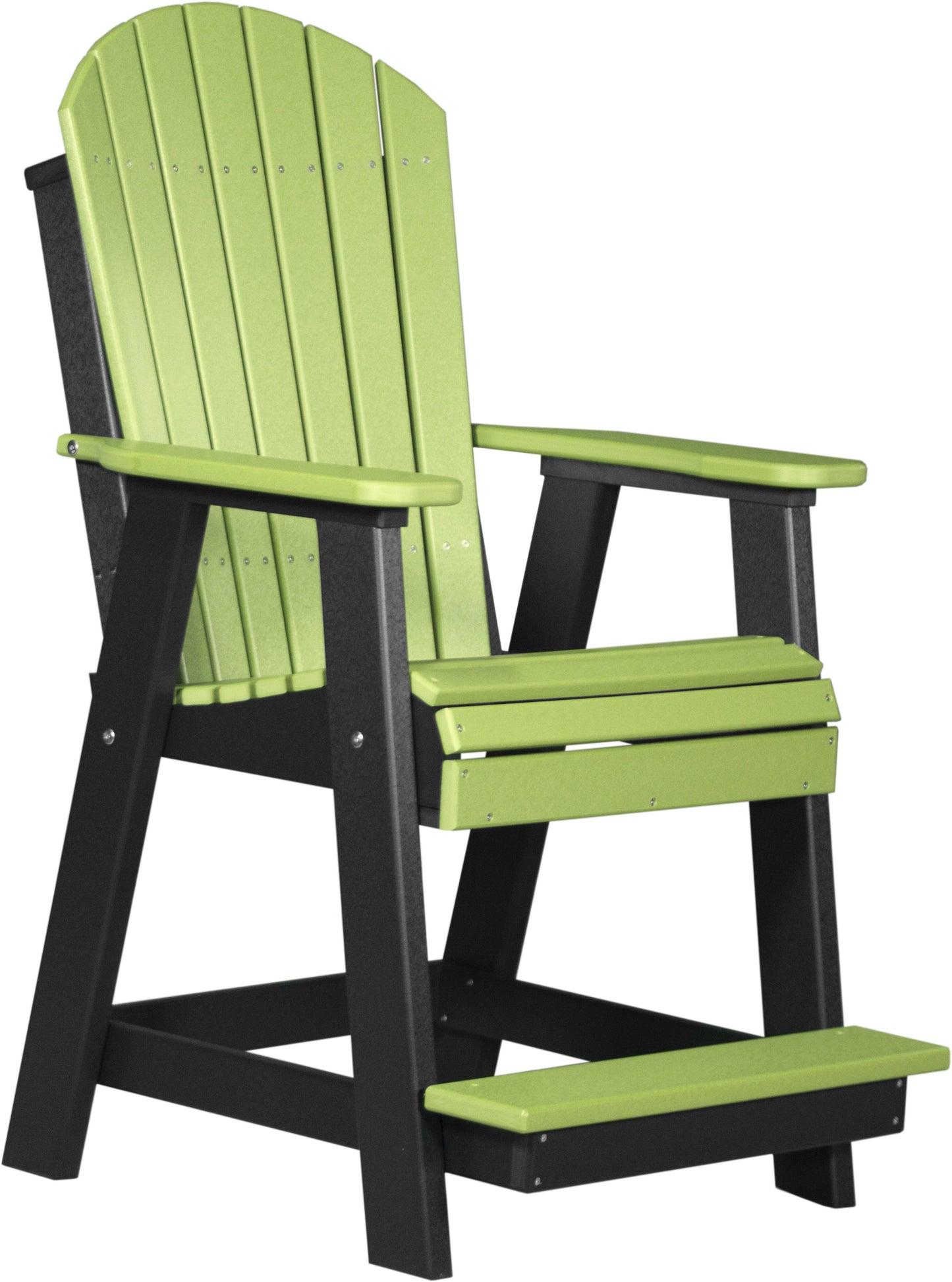 luxcraft counter height recycled plastic adirondack balcony chair lime green on black
