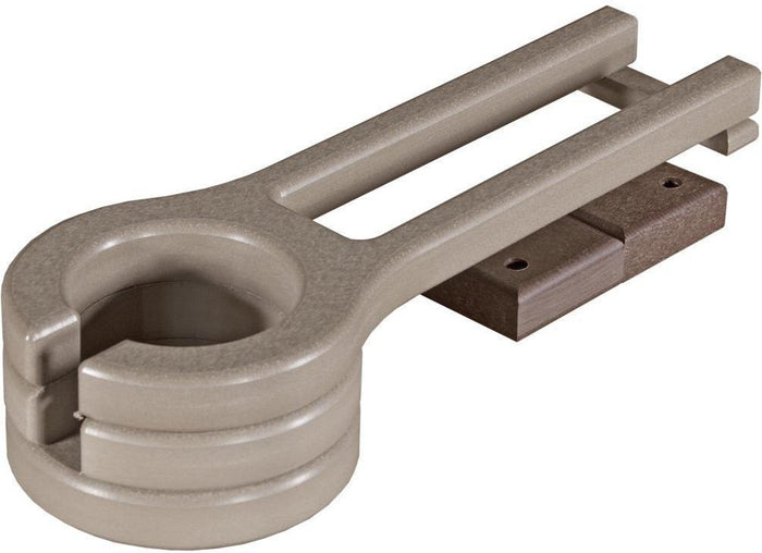 poly glider chair cup holder weatherwood on chestnut brown slide-out