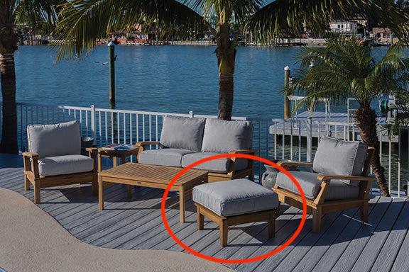 Royal Teak Collection Miami Outdoor Deep Seating Ottoman - SHIPS WITHIN 1 TO 2 BUSINESS DAYS