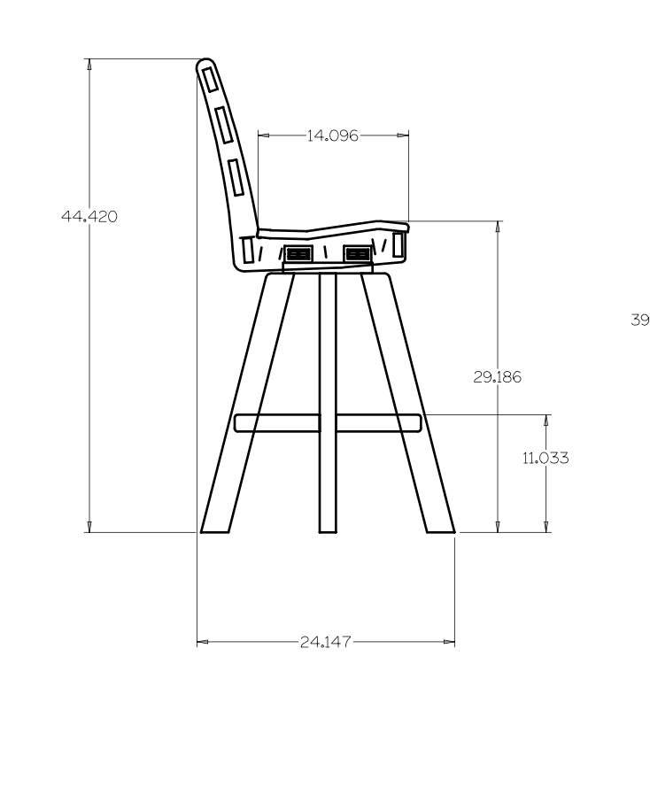 Perfect Choice Recycled Plastic Traditional Bar Height Swivel Armless Chair - LEAD TIME TO SHIP 4 WEEKS OR LESS