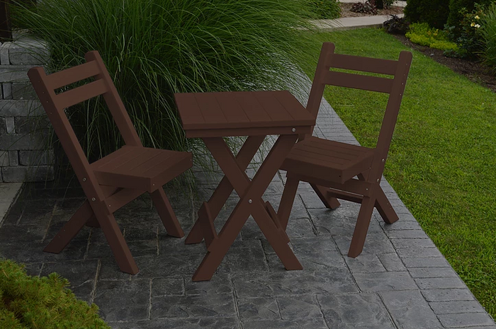 A&L Furniture Company Recycled Plastic Amish Coronado Square Folding Bistro Set - Tudor Brown