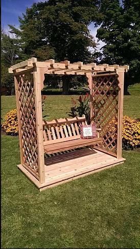 Backyard Crafts Western Red Cedar 5' Covington Arbor w/ Deck & Swing - LEAD TIME TO SHIP 2 WEEKS
