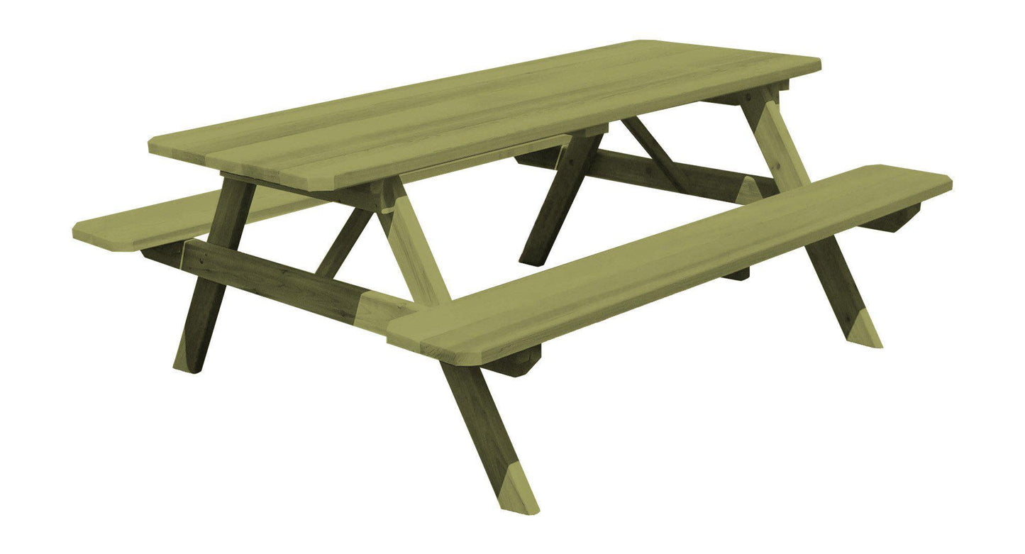 Regallion Outdoor Western Red Cedar 8' Table w/Attached Benches - LEAD TIME TO SHIP 2 WEEKS