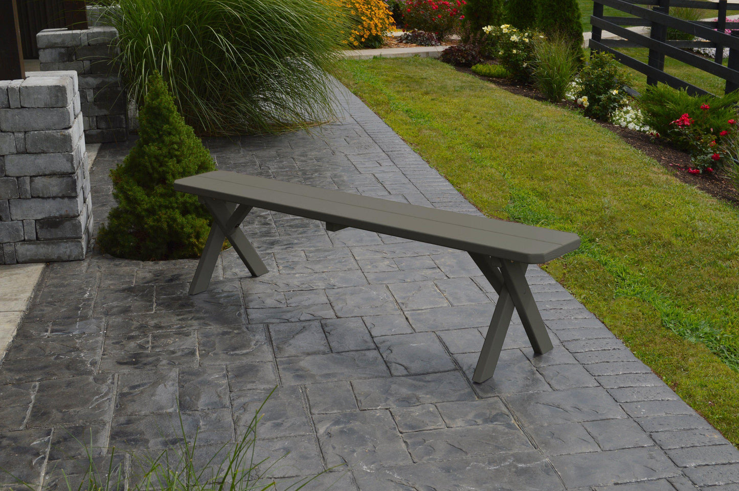 A&L Furniture Co. Yellow Pine 70" Crossleg Bench Only - LEAD TIME TO SHIP 10 BUSINESS DAYS