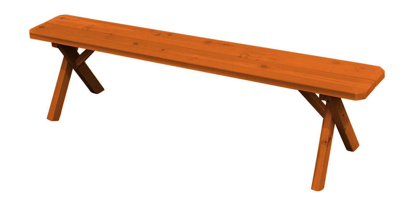 Regallion Outdoor Western Red Cedar 70" Crossleg Bench Only - LEAD TIME TO SHIP 7 BUSINESS DAYS OR LESS