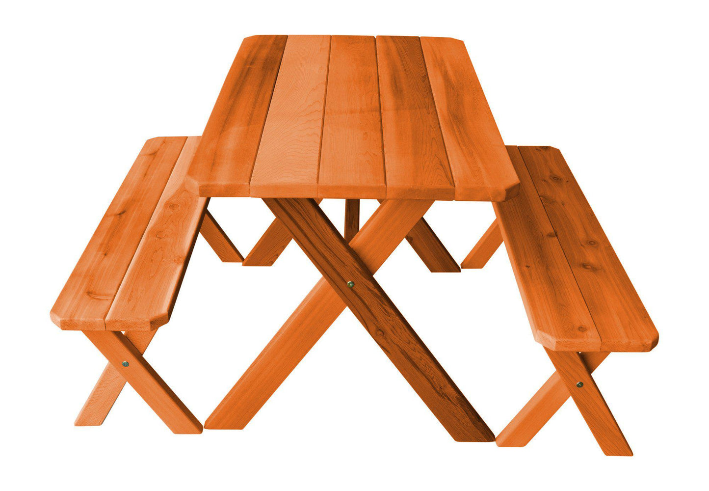 Regallion Outdoor Western Red Cedar 4' Cross-leg Table w/2 Benches - LEAD TIME TO SHIP 7 BUSINESS DAYS OR LESS