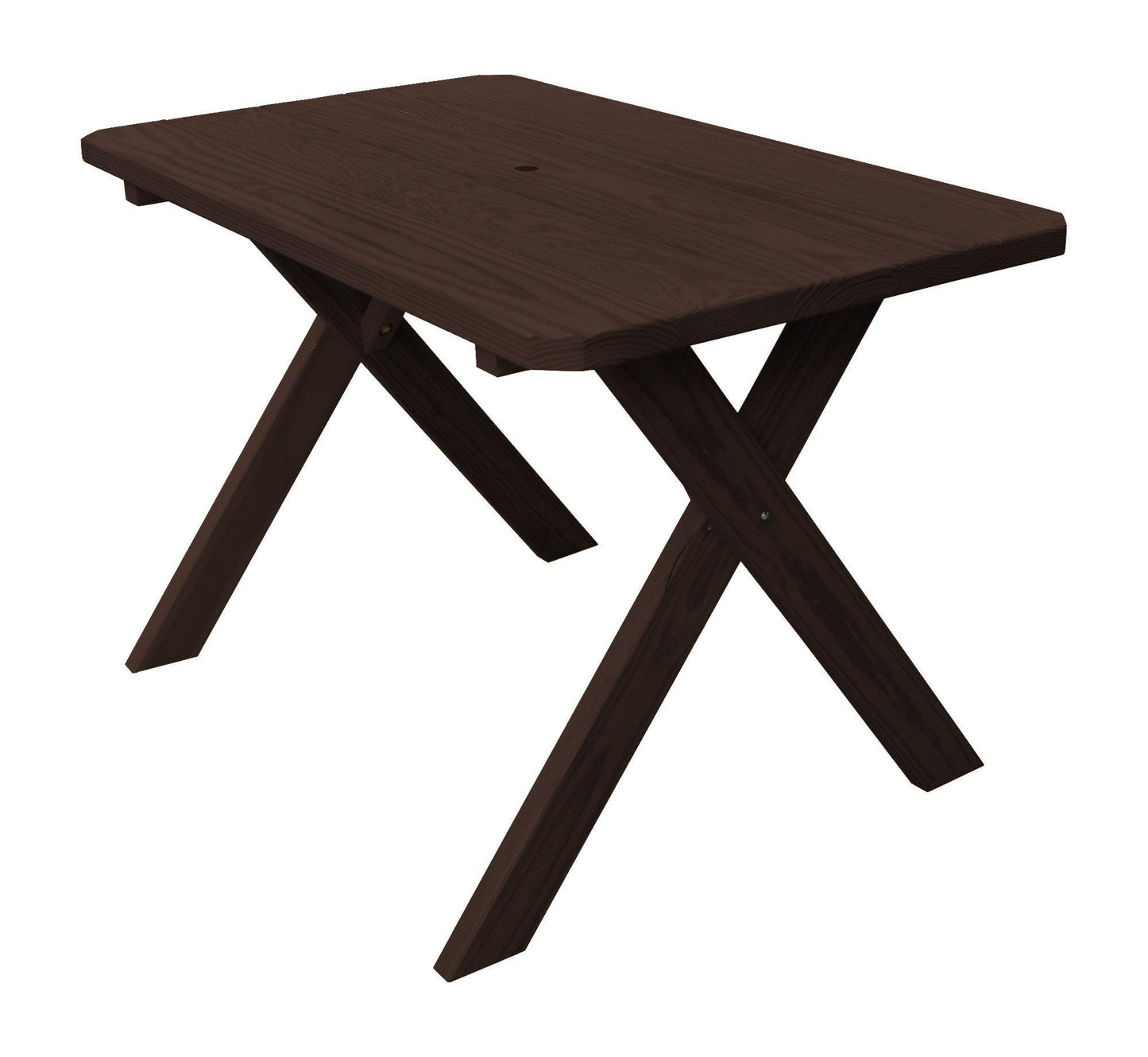 A&L Furniture Co. Yellow Pine 55" Cross-leg Table Only - Specify for Free 2" Umbrella Hole - LEAD TIME TO SHIP 10 BUSINESS DAYS